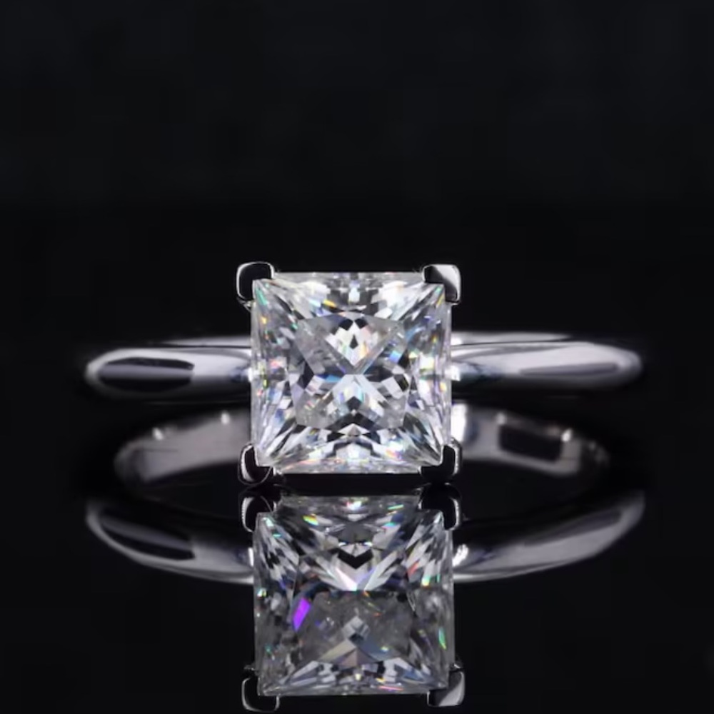 PRINCESS CUT STERLING SILVER RING